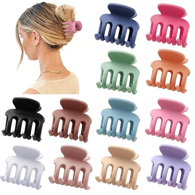 Sisiaipu 12Pcs Hair Clips for Women 1.8 Inch Small Claw Clips for Thin Hair Medium Hair Claw Clips for Thick Hair Accessories for Women Girls (Colorful)