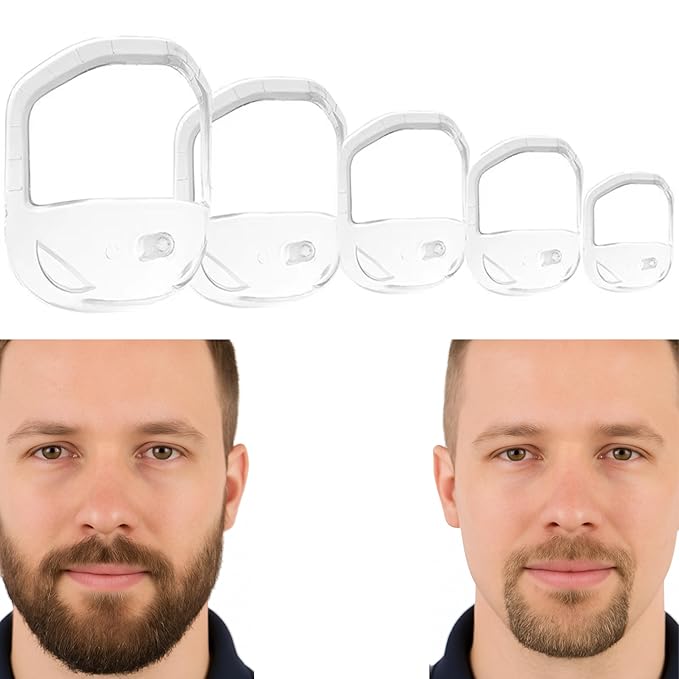 Sasha Square Goatee Beard Shaper Template for Men, Goatee & Beard Trimming Shaving Kit, Saves Time (Transparent)