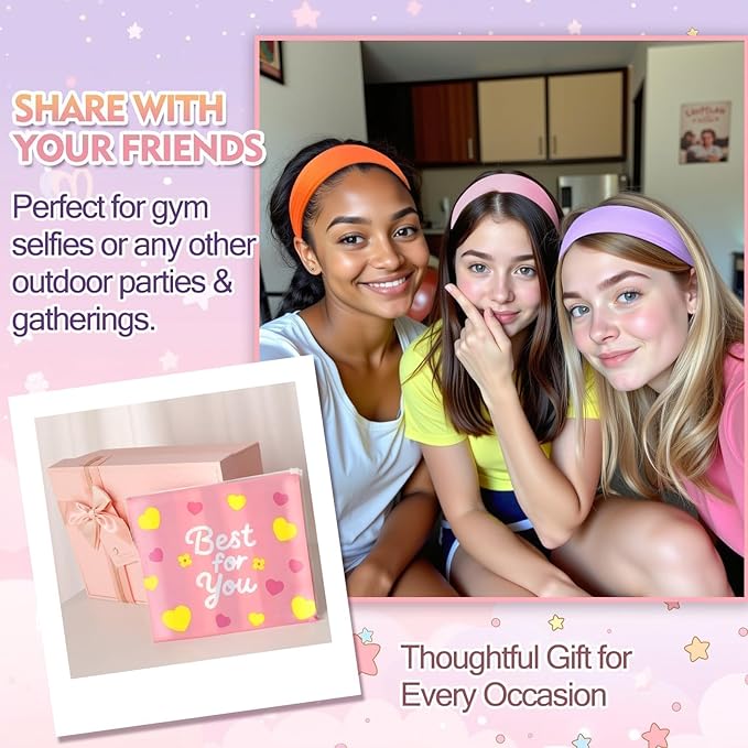 8Pcs Headbands for Women Girls Valentines Day Gifts, Stretchy Soft Neon Head Bands Gift Set Woman Gift for Her Fashion Hair Accessories hairband Galentines Gifts Christmas Easter Basket Stuffers