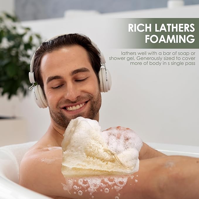 RIYNIBIY Natural Loofah Body Scrubber, 3PCS Egyptian Loofah Sponge for Bath
