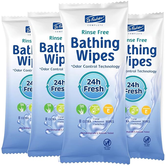XL Body Wipe 9" x 9" Bath Wipes for Adults No Rinse - Thick Refreshing Shower Wash Cloth with Aloe Vera for Camping, Travel, Gym, and Caregiving - Durable Disposable Bath Cloths for Quick Hygiene