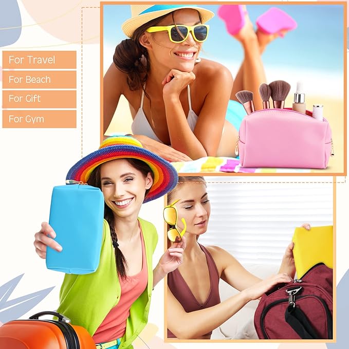 Kigeli Aesthetic Makeup Bags PU Leather Cosmetic Pouches Waterproof Plain Toiletry Bags Makeup Pouches Bulk for Women Party Gift Travel Storage Organizer(Macaron,7.1 x 2.8 x 4.3 in)