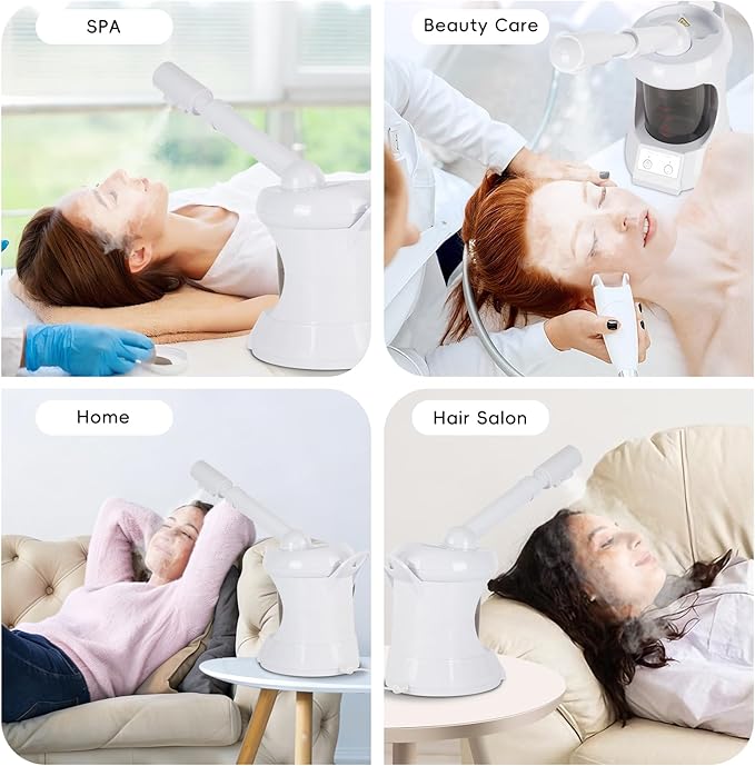 lailelaodi Table Facial Steamer, Face Steamer with Extendable Arm Nano Ionic Steamer for Home Salon Spa or Personal Care