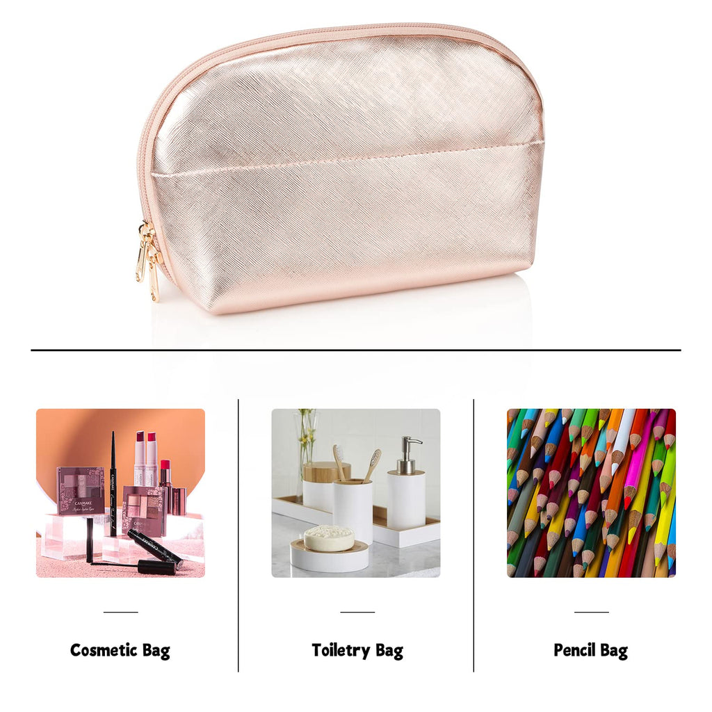 Ethereal Large Cosmetic Bag, Rose Gold Travel Makeup Bag Waterproof Makeup Organizer Bag Portable Makeup Bag Purse Small Toiletry Bag for Women
