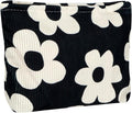 Ksriylm Cute Makeup Pouch for Women Flower Small Make Up Bag for Purse Zipper Initial Cosmetic Bags Pouches for Purse Aesthetic Travel Toiletrybags Gift,Black White Floral