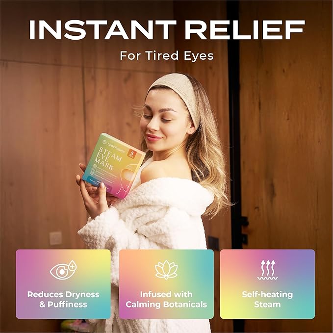 Body Restore Heated Eye Mask for Dry Eyes 5 Pack – Fathers Day Gift for Dad, Birthday Gifts for Women and Men, Self Heating Warm Compress, Relaxation – Variety