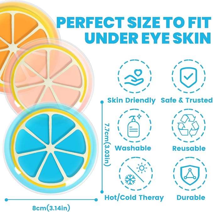 Gel Eye Ice Pack Reusable - Cooling Eye Masks for Puffy Eyes, Dark Circles & Eye Strain Relief. Helps Reduce Swelling, Redness & Fine Lines, Ideal for Post-Surgery Recovery (4 Pack)
