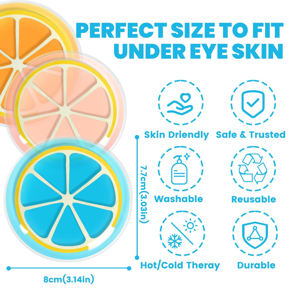Coldcool 4 Pcs Gel Eye Mask Orange Shape, Cooling Puffy Eyes.
