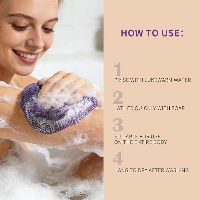 CZZXI 3-Pack African Net Sponge, Back Exfoliating Body Scrubber