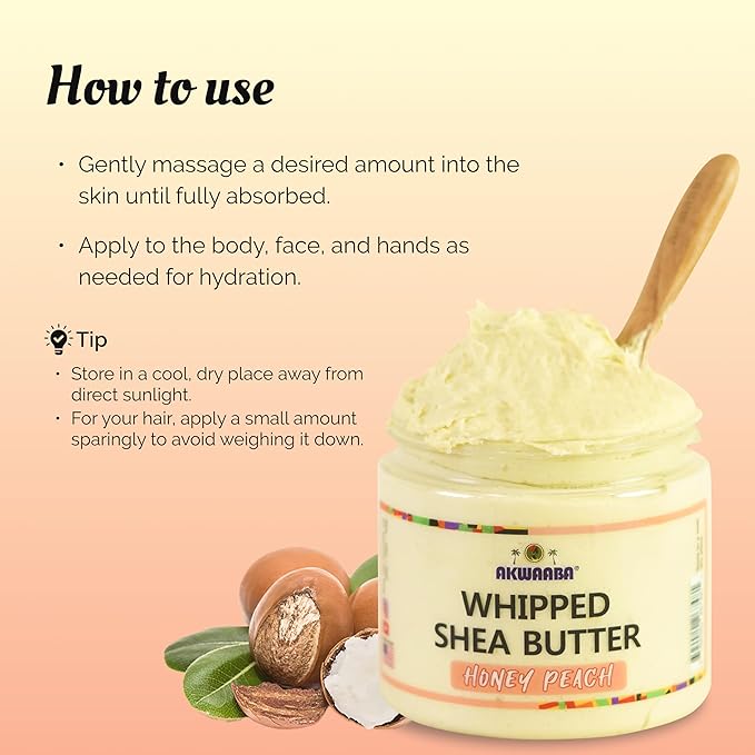 AKWAABA Whipped Shea Butter (Fragrance-Free) – Nourishes & Moisturizes | Made with Shea Butter | No Dyes & Parabens | 12 oz / 340 g