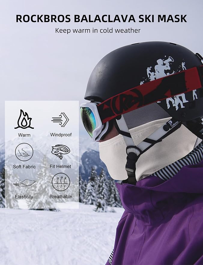 ROCKBROS Cold Weather Balaclava Ski Mask for Men Windproof Thermal Winter Scarf Mask Women Neck Warmer Hood for Cycling
