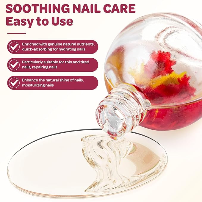 Cuticle Oil, Cherry Cuticle Nail Oil Infused with Real Flowers 15ml