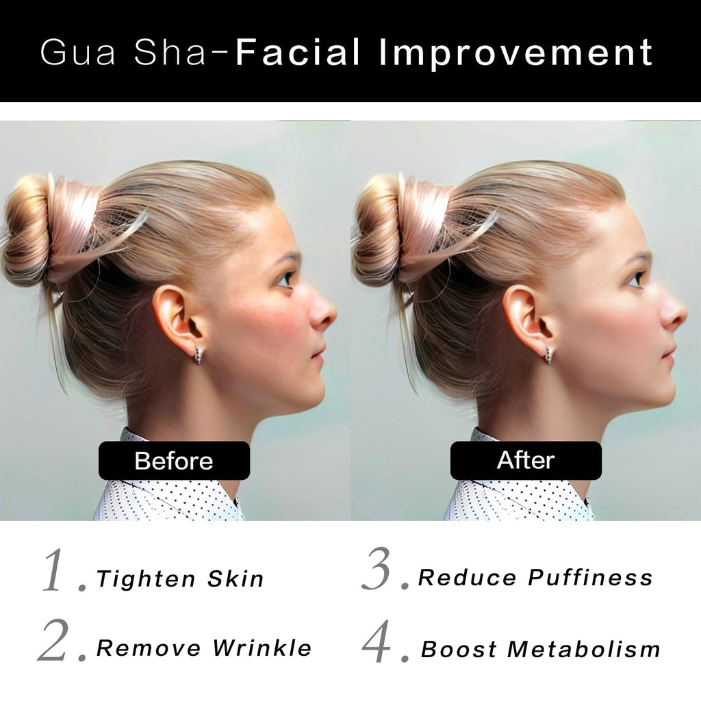 Contrybox Gua Sha Facial Tools, Obsidian Guasha Tool for Face & Eye Gua Sha Stone for Puffiness Reducing & Jawline Sculpting Face Stone Gua Sha Tools for Skin Care Woman GuaSha Stone Tool, Black