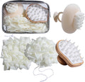 NVTED Bath Tools Set, 5 PCS Loofah Washcloth Combo 2-in-1, Suction Cup Bath Ball，Silicone Body Bath Brush with Waterproof Cosmetic Bag, for Body Wash and Smooth Skin
