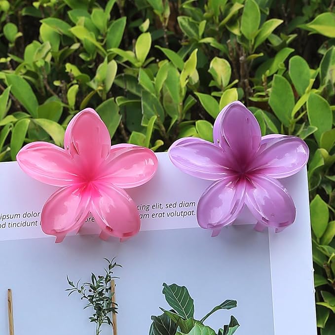Sisiaipu Flower Hair Clips for Women 6 Pcs Hawaiian Large Claw Clips Plumeria Medium Hair Claw Clips for Thick Thin Hair Hibiscus Tropical Beach Hair Accessories for Women Girls and Girls (PS)
