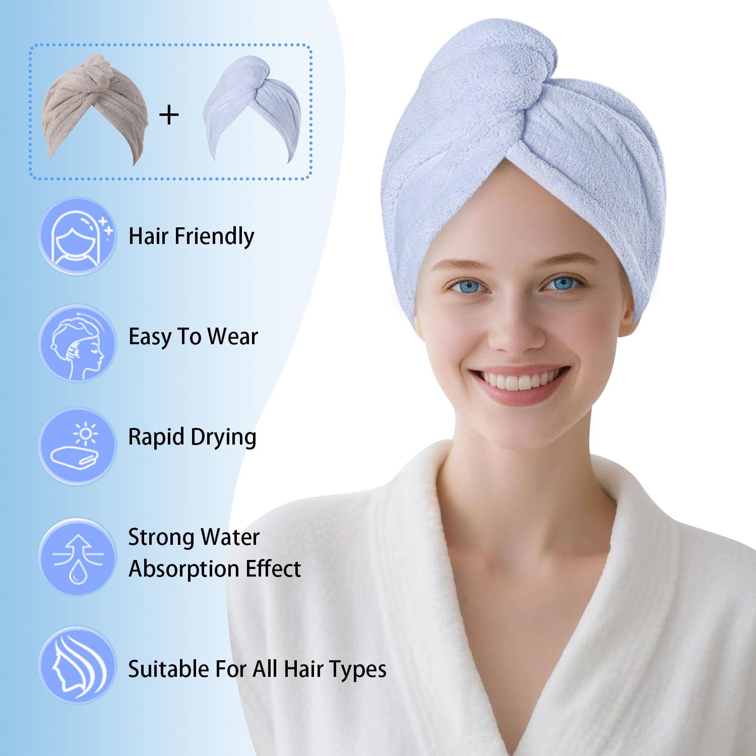AGKXHDEC Microfiber Hair Drying Towel Wrap,Hair Turbans Towel for Wet Hair