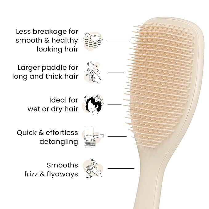 Tangle Teezer Large Ultimate Detangler Brush, Straight to Wavy, Vanilla