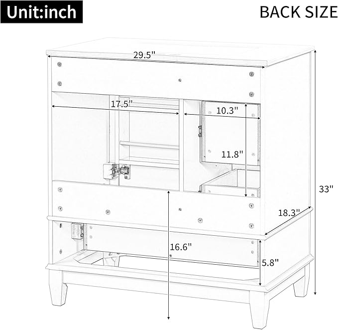 30" Bathroom Vanity with Sink, Harper & Bright Designs Free Standing Single Vanity Set with 3 Drawers and One Door with Storage Racks, Solid Wood Storage Cabinet with Ceramic Basin for Bathroom, White