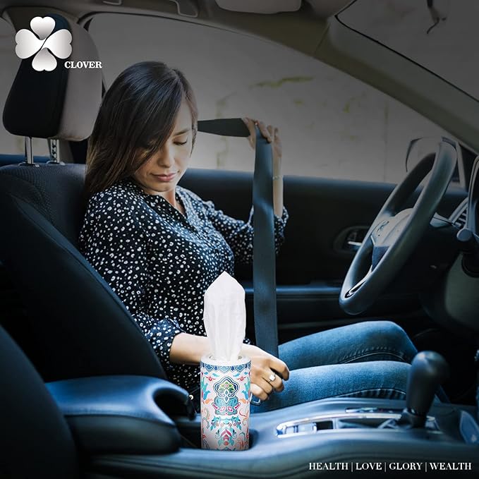 Car Tissue Holder with Facial tissues Bulk, Tissue for Cup Holder, Round Tissue Boxes for car tissues Cylinder,Travel tissues Packs Bulk
