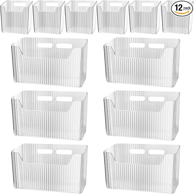 12 Pcs Storage Organizer Bins Wall Mounted Organizer Basket,Wall Organization Container Hanging Basket Bins,for Organizing Cosmetics, Toiletries and Kitchen Supplies