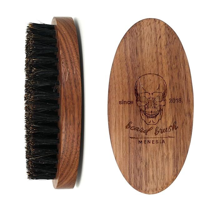 Menesia Walnut Wood Boar Bristle Beard Brush for Men