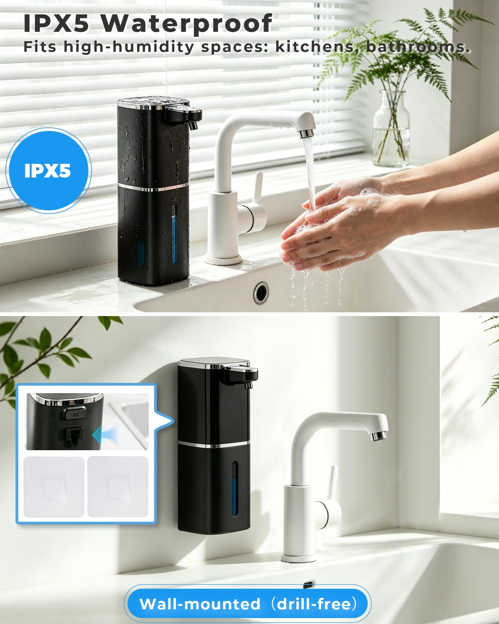 DODO MEKIA 2 Pack Automatic Soap Dispenser Touchless, Rechargeable