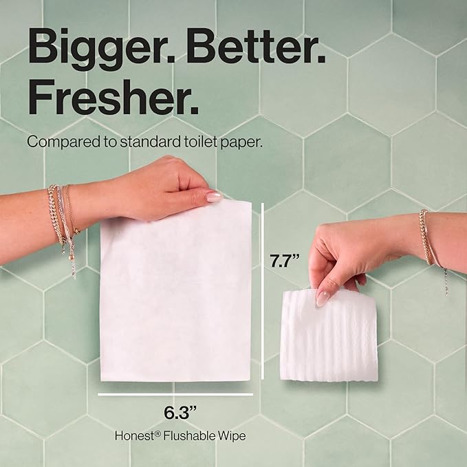 The Honest Company Hypoallergenic Flushable Wipes for Sensitive Skin, Gilded Wings, 42 Count