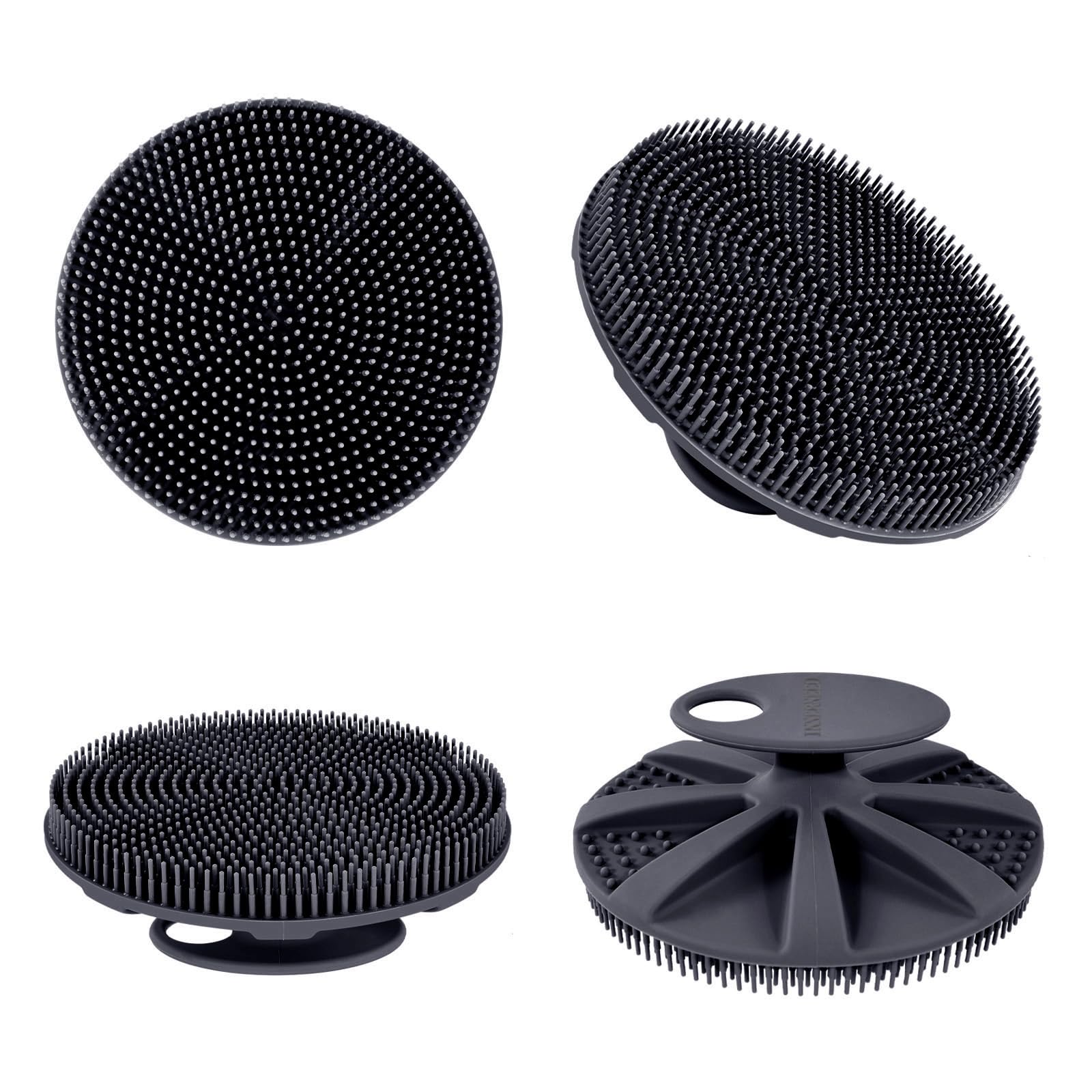 INNERNEED Food-Grade Soft Silicone Body Scrubber Shower Brush, Black