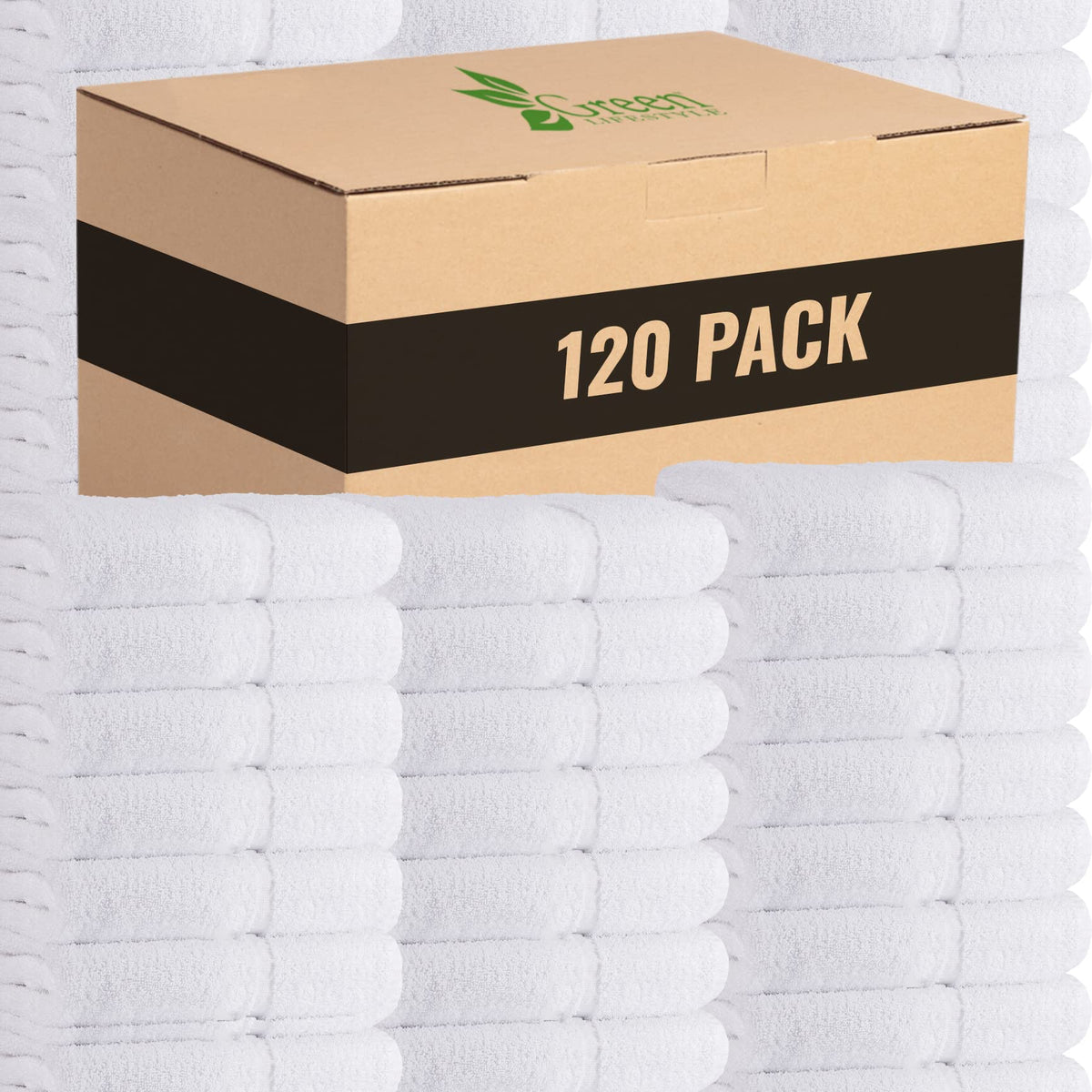 GREEN LIFESTYLE Luxury Bath Towel - White Large Bath Towels Pack for Spa, Gym, Bathroom, Hotel - 86% Cotton 14% Polyester -Super Soft, Thick and Absorbent 24 x 50 Bulk Bath Towel - (8-Pack)