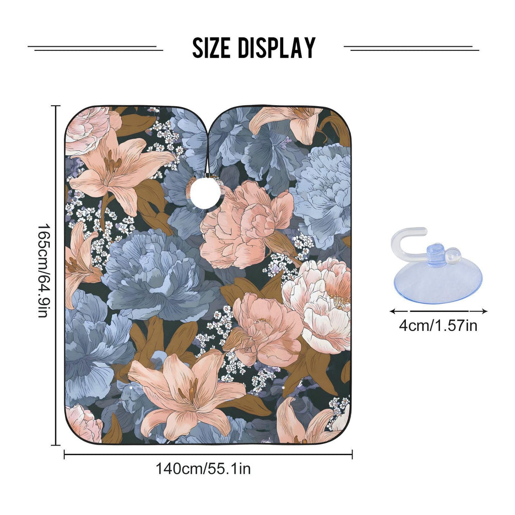 ALAZA Colorful Flowers Barber Cape for Men Women, Waterproof Haircut Apron Beard Shaving Bib Hair Cutting Cloth 55 x 65 Inch
