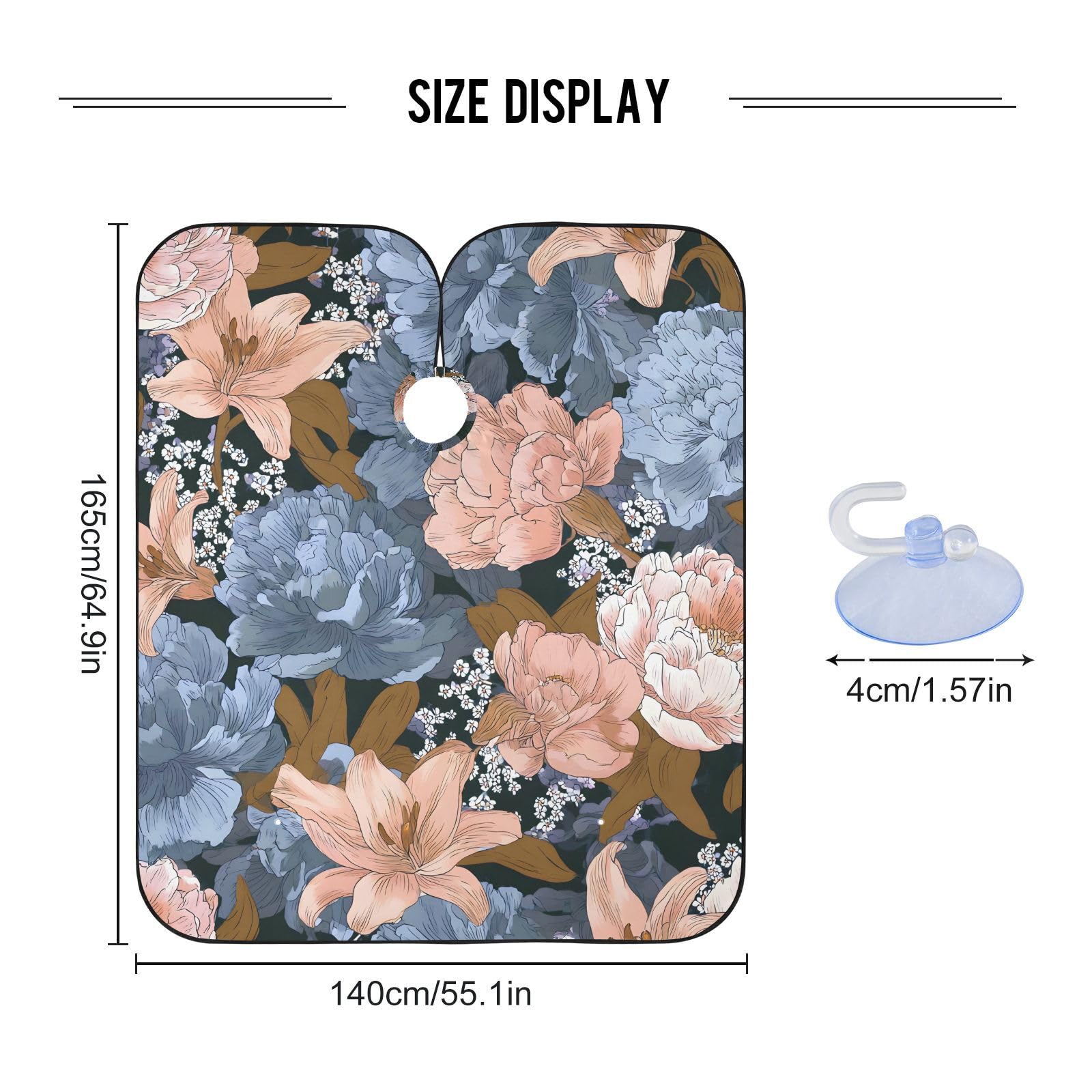 ALAZA Colorful Flowers Barber Cape for Men Women, Waterproof Haircut Apron Beard Shaving Bib Hair Cutting Cloth 55 x 65 Inch