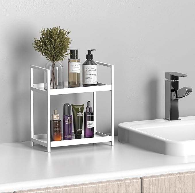 Oasiteege 2 Tier Bathroom Counter Shelf Organizer for Skincare Makeup