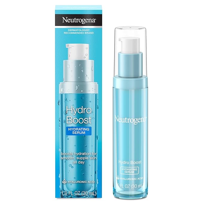Neutrogena Hydro Boost Hydrating Serum for Face with Purified Hyaluronic Acid Lightweight Oil Free Non Comedogenic Moisturizing Serum for Smooth, Supple Skin, 1.0 fl oz