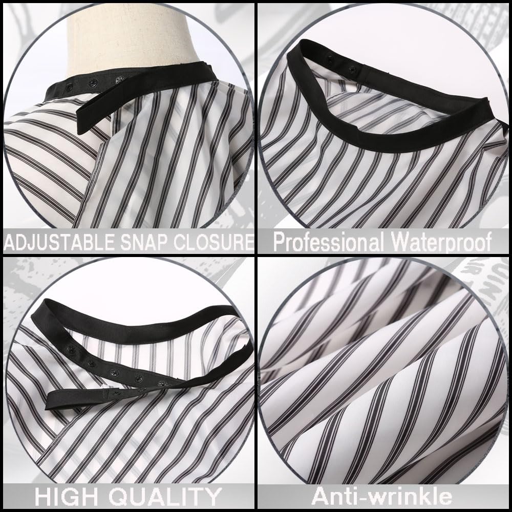 Borogo Professional Waterproof Barber Cape with Snap Closure, Hair Cutting Salon Cape Hairdressing Apron Stripe
