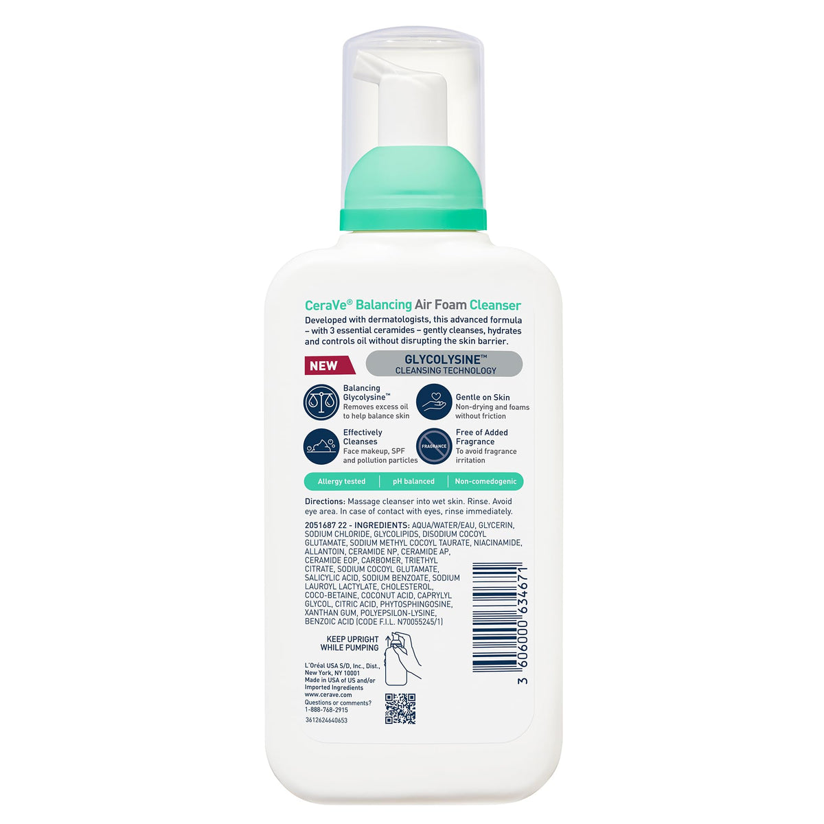 CeraVe Air Foam Face Wash, Hydrating & Gentle Facial Cleanser, 8oz