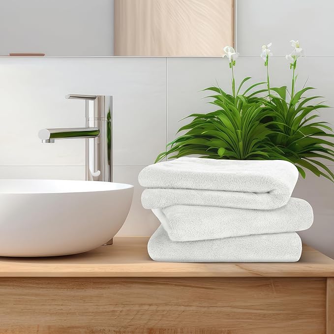 Avalon Towels Microfiber Salon Towel - White Hand Towels Bulk 24 Pack - Lint Free Fleece Microfiber Hand Towel, Soft & Ultra-Absorbent Ideal for Facial Spa & Gym Work Out 16"x26" (Not Bleach Proof)
