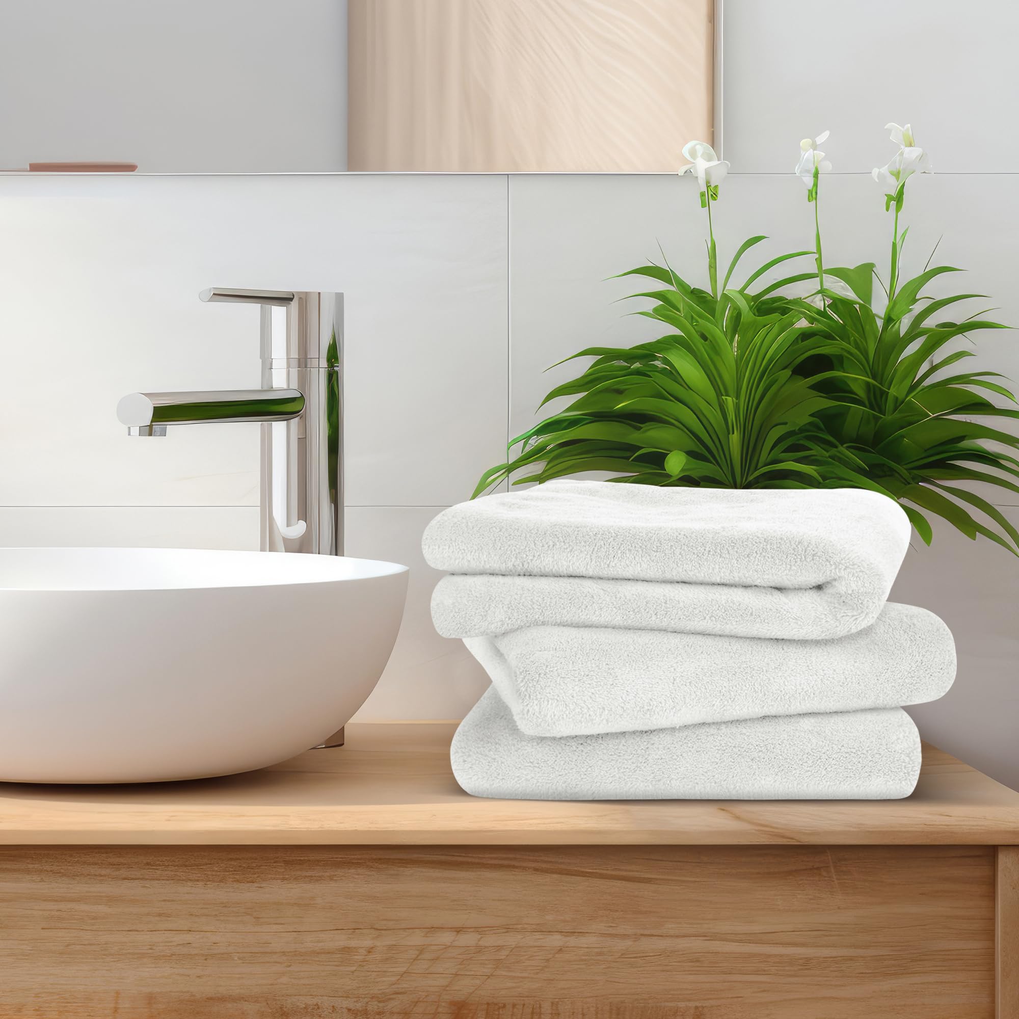 Avalon Towels Microfiber Salon Towel White Hand Towels Bulk 24 Pack 16"x26" - Fleece Microfiber Hand Towel, Soft & Ultra-Absorbent Ideal for Facial Spa & Gym Work Out (Not Bleach Proof)