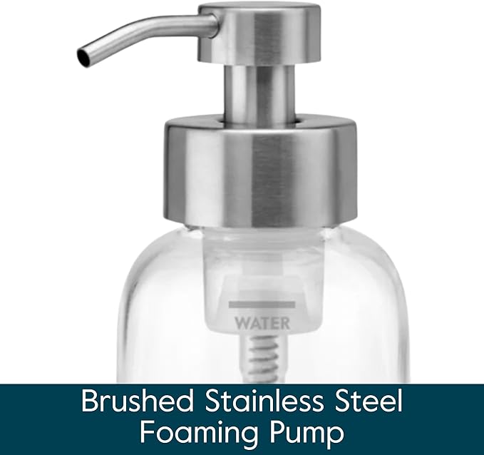 Grove Co. Foaming Soap Dispenser Set, 2 x 12oz Glass Bottles, Reusable