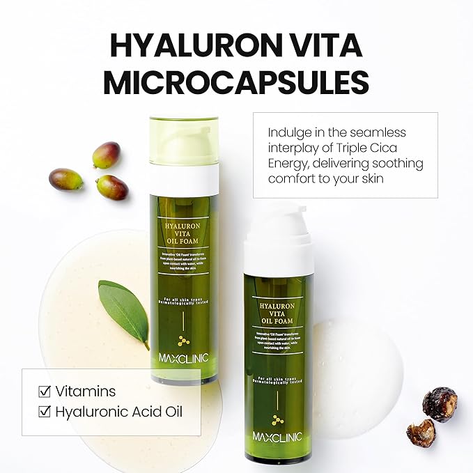 [K-Beauty] Hyaluron Vita Oil to Foam - All-in-One Korean Face Wash Oil-Based Foaming Facial Cleanser - Deeply Hydrating Makeup & Blackhead Remover Cleansing Oil for Dry Skin Types 3.88 fl oz