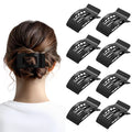 8 Pack French Flat Hair Clips for Women – Large Matte No-Slip Claw Barrettes for Thick & Thin Hair, Strong Hold Styling Accessories (Glossy Black)