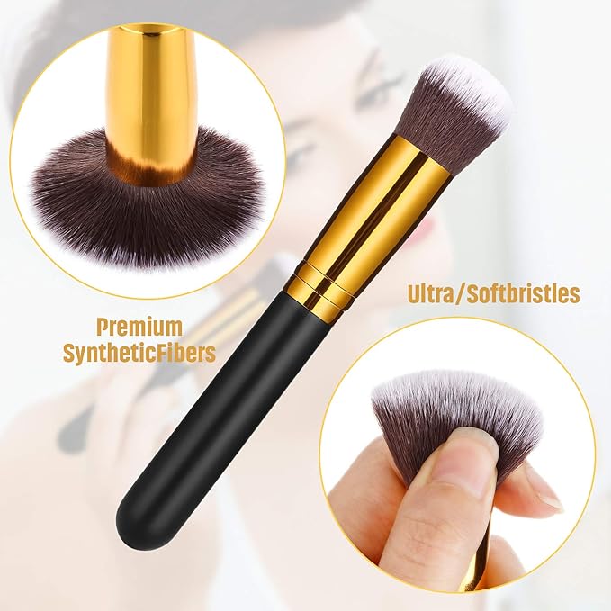 Blulu 2 Pack Self Tanning Brush for Face and Kabuki, Self Tanner Brush Applicator for Makeup Powder Foundation, Bronzing Lotion, Tanner Spray, Substitute for Face Tanning Mitt