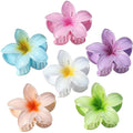 Sisiaipu Flower Hair Clips for Women 6 Pcs Hawaiian Large Claw Clips Plumeria Medium Hair Claw Clips for Thick Thin Hair Hibiscus Tropical Beach Hair Accessories for Women Girls and Girls (PS)