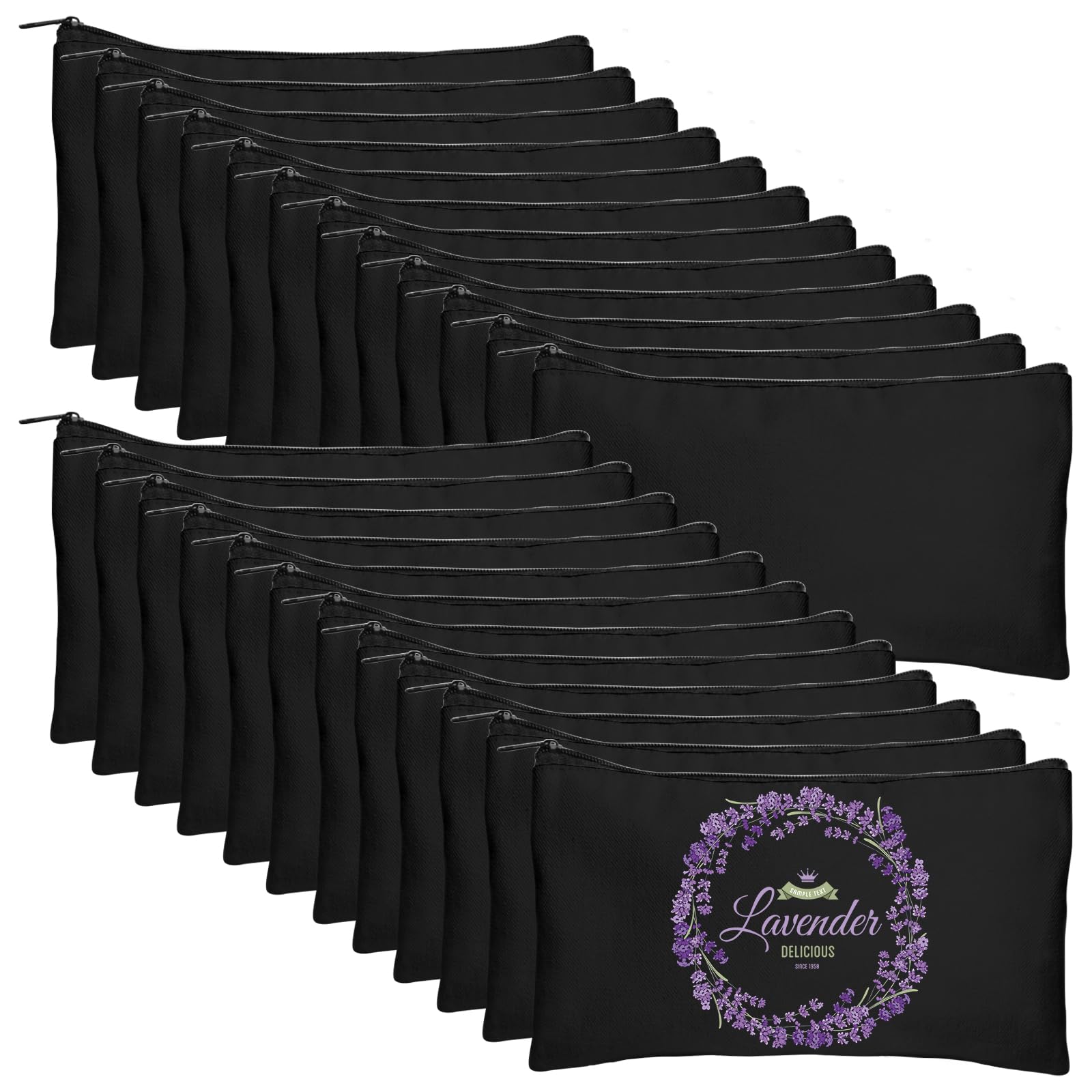 Legigo 24 Pack Black Canvas Makeup Bags DIY Craft Bag- Blank DIY Craft Bag Canvas Pencil Case Canvas Zipper Pouch Bags Cosmetic Bag Multipurpose Canvas Pouch with Zipper for vinyl (8.3 x 5 inches)