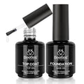 Beetles Gel Top Coat and Base Coat Set - 2 Pcs 15ml No Wipe Top Coat Gel Nail Polish Shine Finish and Long Lasting, Soak Off LED Nail Lamp Finish Nail Art Design Manicure Diy at Home