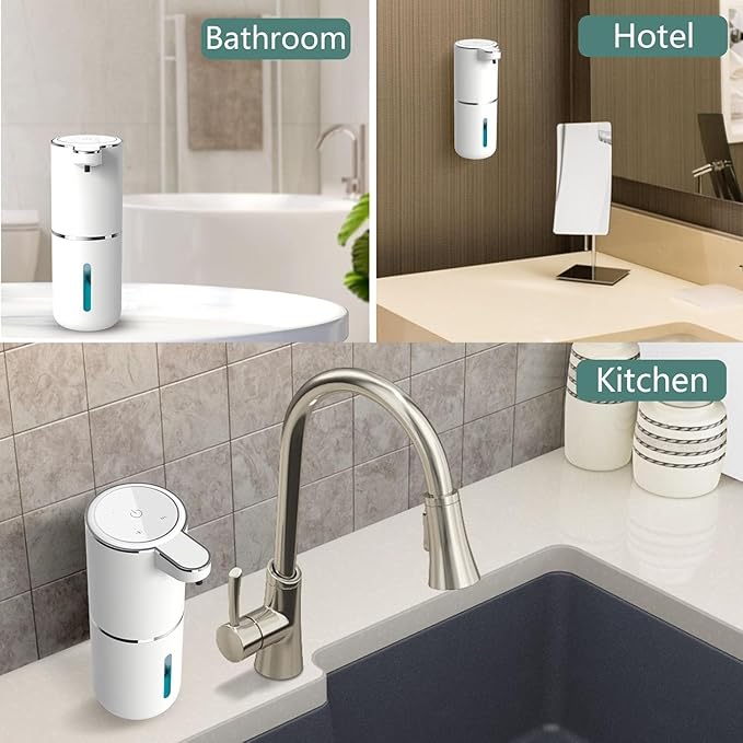 2Pack Automatic Soap Dispenser, Touchless Foaming Soap Dispenser USB Rechargeable Dispenser Electric Wall Mounted 4levels Adjustable Foam Dish Soap Pump for Bathroom Kitchen