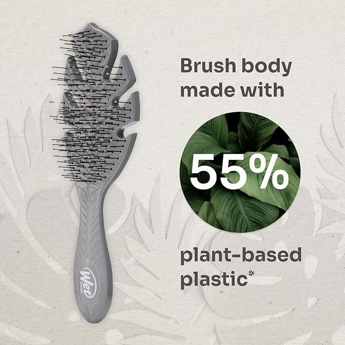Wet Brush Go Green Hair Detangler Brush, Grey - Detangling Hair Brush - Ultra-Soft IntelliFlex Bristles Glide Through Tangles & Gently Loosens Knots While Minimizing Pain, Split Ends & Breakage