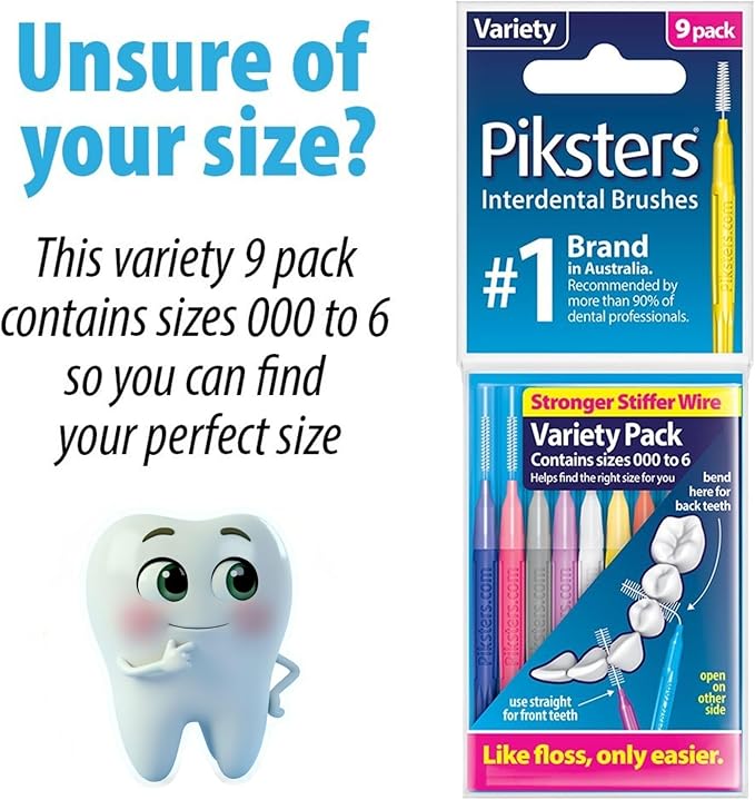 Piksters Interdental Brushes, 40 pk, Size 5, Interdental Tooth Brush for Large Gaps, Gum Soft Bristles for Plaque Removal, Safe for Braces