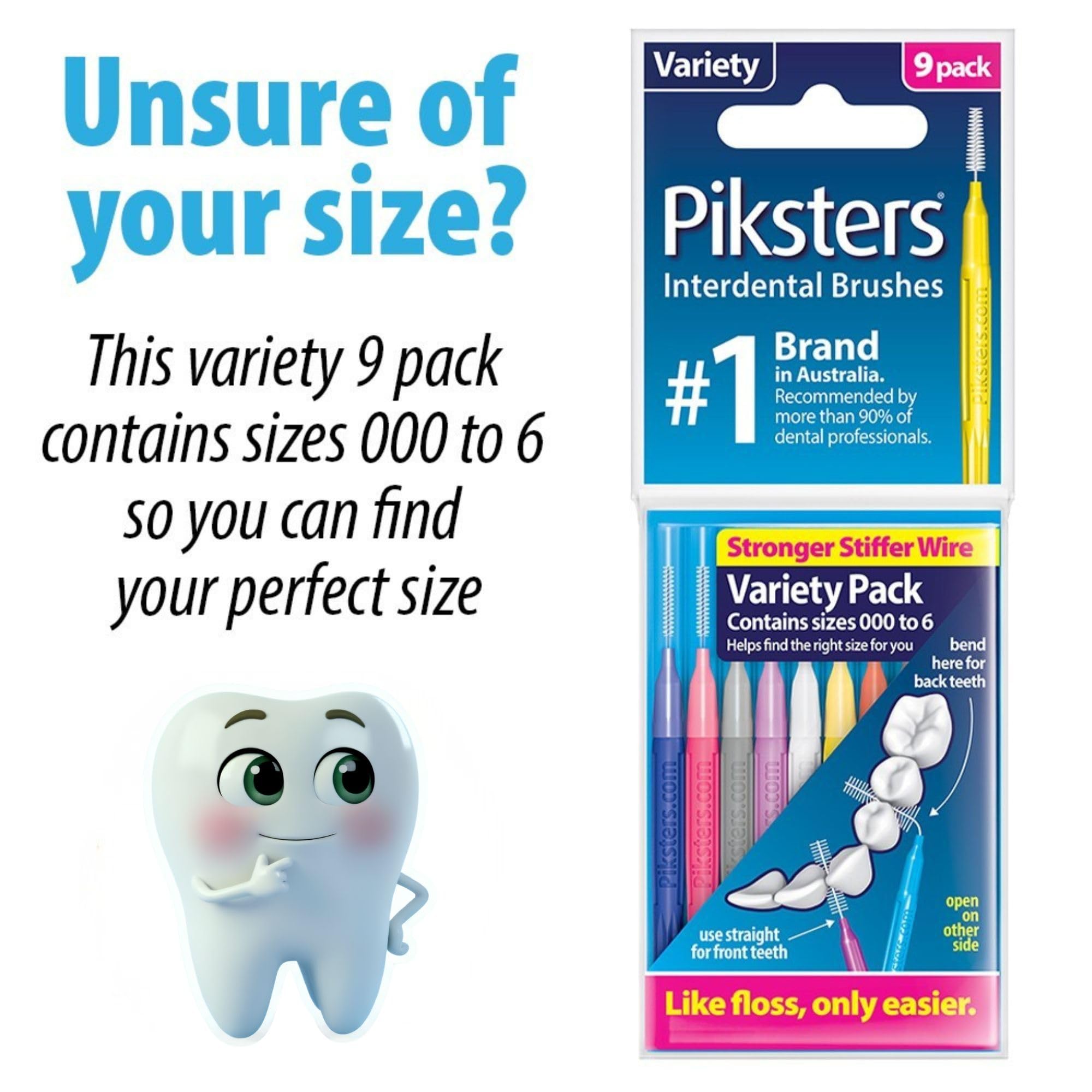 Piksters Interdental Brushes, 40 pk, Size 4, Interdental Tooth Brush for Medium Gaps, Gum Soft Bristles for Plaque Removal, Safe for Braces