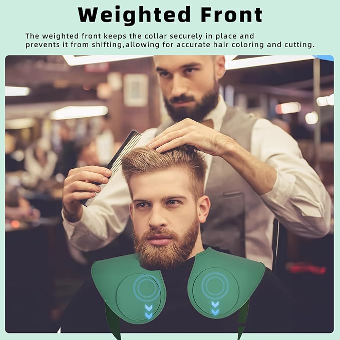Professional Hair Cutting Cape with Geometric Grid Pattern, Longer Silicone Waterproof Cutting Mat,Neck Guide (Green)