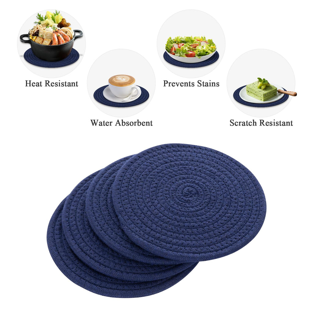 SHACOS 8 Inches Trivets for Hot Dishes, 4 Pieces Cotton Trivets Mats